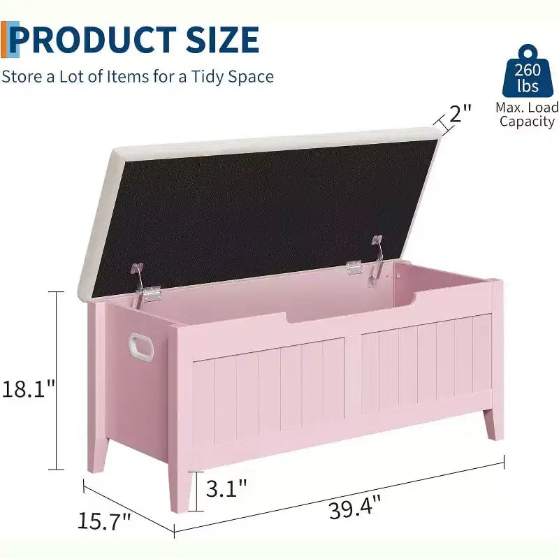 Panca contenitore da 100 cm con seduta imbottita, cassapanca in legno con 2 cerniere di sicurezza per ingresso, soggiorno, camera da letto, facile montaggio