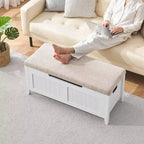Panca contenitore da 100 cm con seduta imbottita, cassapanca in legno con 2 cerniere di sicurezza per ingresso, soggiorno, camera da letto, facile montaggio