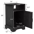 Comodino rustico con stazione di ricarica, set di 2 tavolini da salotto con ripiano e spazio contenitore per camera da letto o ufficio, colore nero