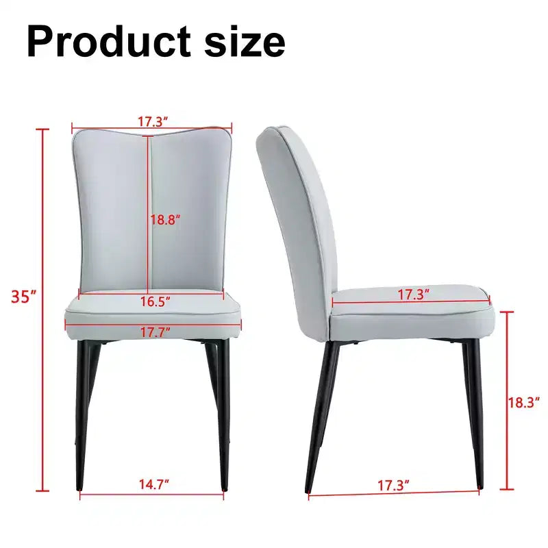 Sedie da pranzo set da 2, schienale in pelle PU e cuscini di seduta imbottiti e gambe in metallo nero, per ristoranti, camere da letto, soggiorni