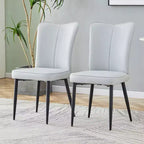 Sedie da pranzo set da 2, schienale in pelle PU e cuscini di seduta imbottiti e gambe in metallo nero, per ristoranti, camere da letto, soggiorni