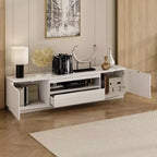 Mobile TV bianco lucido con angoli arrotondati - Console multimediale moderna per soggiorno