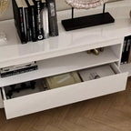 Mobile TV bianco lucido con angoli arrotondati - Console multimediale moderna per soggiorno