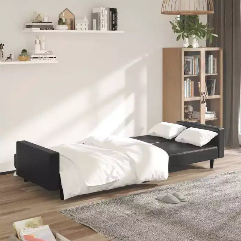 Divano letto a 2 posti in velluto grigio scuro - Divanetto/Letto singolo convertibile con struttura in legno per soggiorno, studio, ufficio domestico
