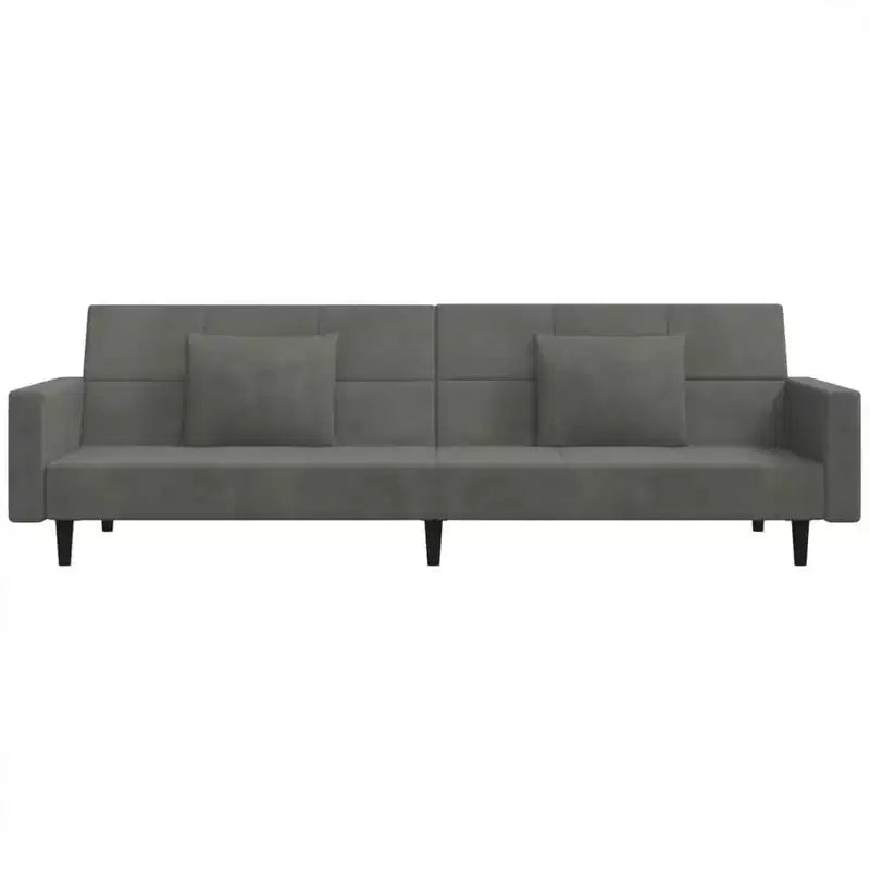 Divano letto a 2 posti in velluto grigio scuro - Divanetto/Letto singolo convertibile con struttura in legno per soggiorno, studio, ufficio domestico