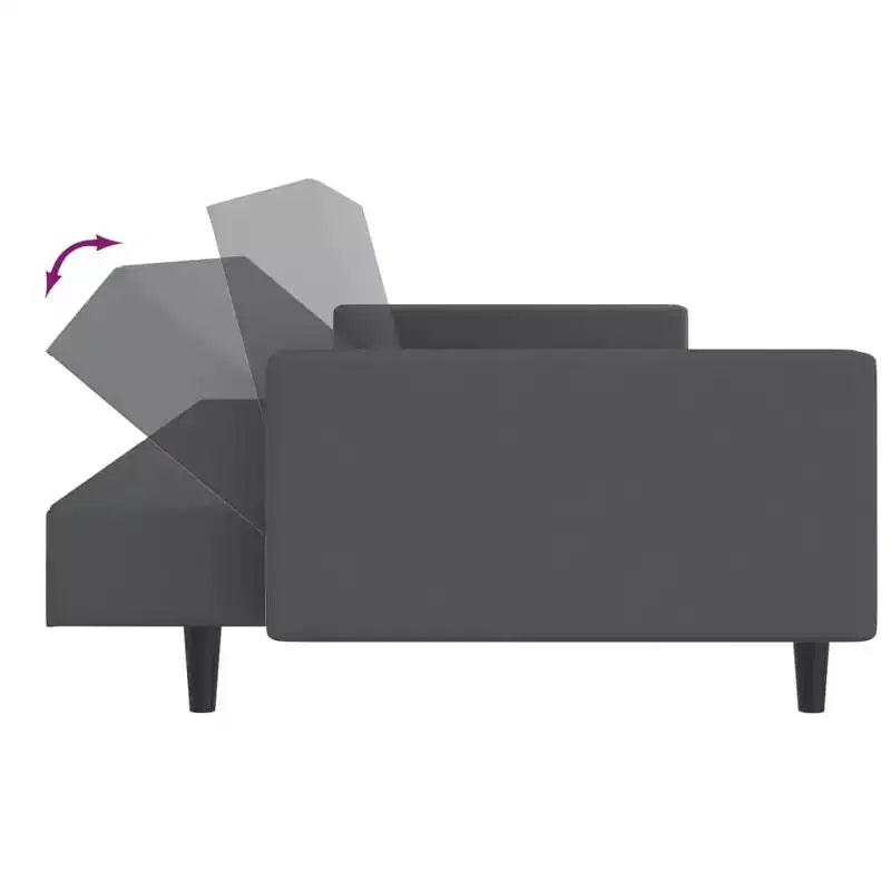 Divano letto a 2 posti in velluto grigio scuro - Divanetto/Letto singolo convertibile con struttura in legno per soggiorno, studio, ufficio domestico