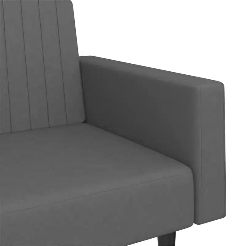 Divano letto a 2 posti in velluto grigio scuro - Divanetto/Letto singolo convertibile con struttura in legno per soggiorno, studio, ufficio domestico
