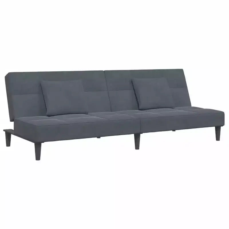 Divano Letto Velluto Grigio Scuro, Legno, Plastica Convertibile Standard