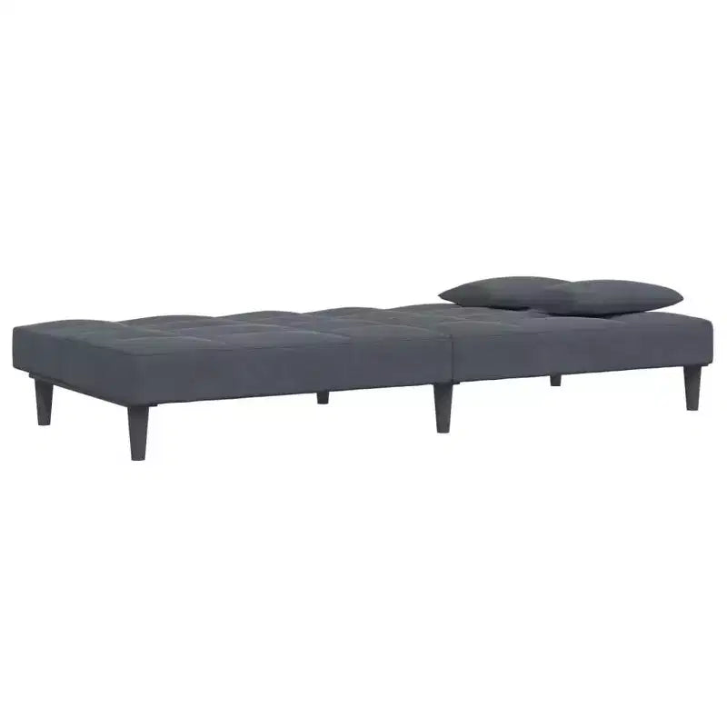 Divano Letto Velluto Grigio Scuro, Legno, Plastica Convertibile Standard