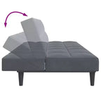 Divano Letto Velluto Grigio Scuro, Legno, Plastica Convertibile Standard