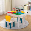Set Tavolo Attività per Bambini con 2 Sedie e 100 Mattoncini Grandi, Compatibile con Mattoncini Classici, Tavolo per Acqua/Sabbia e Costruzioni per Bambini Piccoli (Primario)