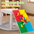 Set Tavolo Attività per Bambini con 2 Sedie e 100 Mattoncini Grandi, Compatibile con Mattoncini Classici, Tavolo per Acqua/Sabbia e Costruzioni per Bambini Piccoli (Primario)