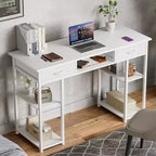Scrivania per Computer con Ripiani, Piccolo Tavolo da Studio/Ufficio per PC con Borsa Laterale in Tessuto e Gancio per Cuffie, Struttura in Metallo (47.24 x 15.75 x 30.59)