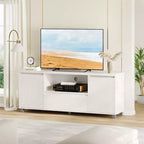 Modern Fluted TV Stand, for 60/65/70 TV, TV Entertainment Center with Drawer, 2 Storage Cabinets and Open Shelf, for Living Room, Bedroom