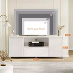 Mobile TV Moderno Scanalato, per TV da 60/65/70 pollici, Centro di Intrattenimento TV con Cassetto, 2 Armadietti e Ripiano Aperto, per Soggiorno, Camera da Letto