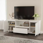 Mobile TV Moderno Scanalato, per TV da 60/65/70 pollici, Centro di Intrattenimento TV con Cassetto, 2 Armadietti e Ripiano Aperto, per Soggiorno, Camera da Letto