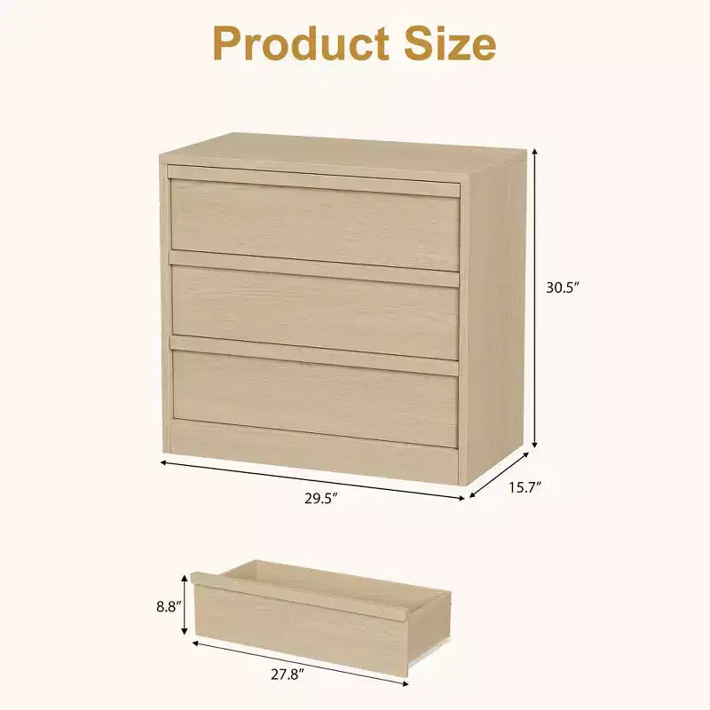 Cassettiera per camera da letto, Comodino a 3 cassetti con ampio spazio, Cassettiera piccola moderna da organizzazione Comodino per soggiorno, Cameretta