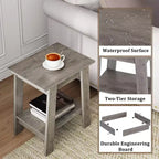 Tavolino moderno set da 2, tavolino da divano in legno con ripiano portaoggetti a 2 livelli, comodino da camera da letto per piccoli spazi, comodino per camera da letto