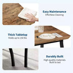 Set da pranzo da 5 pezzi per 4 persone, tavolo da cucina moderno con sedie imbottite e struttura in ferro, set di mobili da sala da pranzo in legno per piccoli spazi