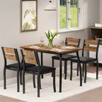 Set da pranzo da 5 pezzi per 4 persone, tavolo da cucina moderno con sedie imbottite e struttura in ferro, set di mobili da sala da pranzo in legno per piccoli spazi