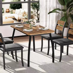 Set da pranzo da 5 pezzi per 4 persone, tavolo da cucina moderno con sedie imbottite e struttura in ferro, set di mobili da sala da pranzo in legno per piccoli spazi