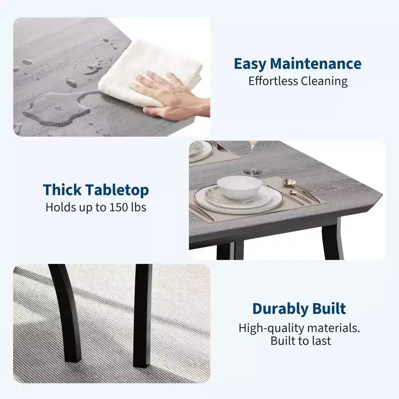 Set da pranzo da 5 pezzi per 4 persone, tavolo da cucina moderno con sedie imbottite e struttura in ferro, set di mobili da sala da pranzo in legno per piccoli spazi