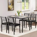 Set da pranzo da 5 pezzi per 4 persone, tavolo da cucina moderno con sedie imbottite e struttura in ferro, set di mobili da sala da pranzo in legno per piccoli spazi