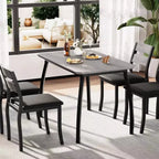 Set da pranzo da 5 pezzi per 4 persone, tavolo da cucina moderno con sedie imbottite e struttura in ferro, set di mobili da sala da pranzo in legno per piccoli spazi