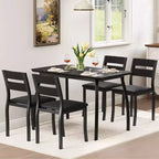 Set da pranzo da 5 pezzi per 4 persone, tavolo da cucina moderno con sedie imbottite e struttura in ferro, set di mobili da sala da pranzo in legno per piccoli spazi
