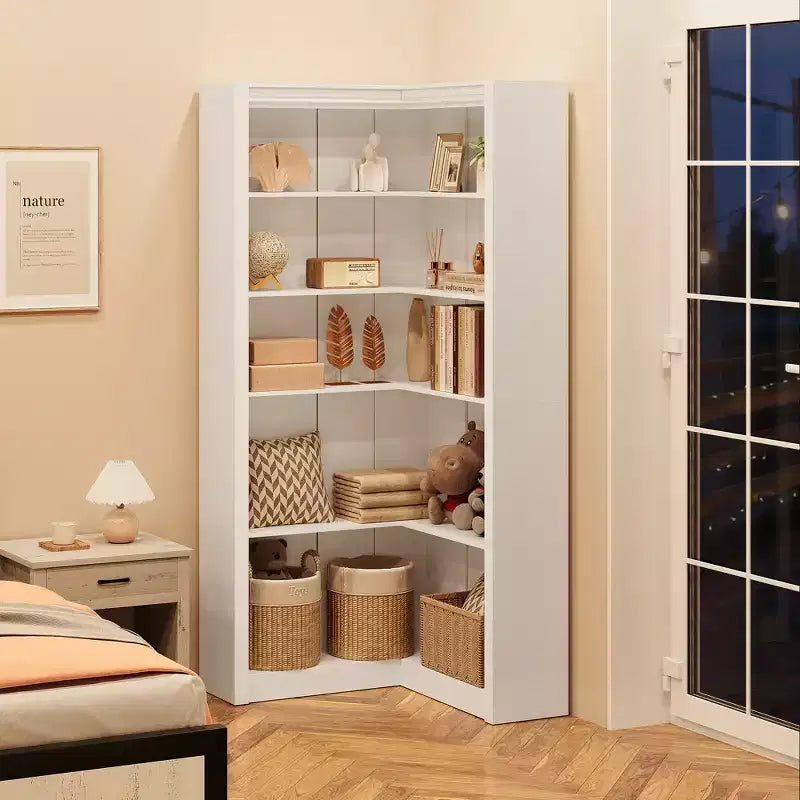 Libreria angolare da 71,8'', libreria stile rustico, libreria a forma di L, scaffale espositivo a 5 ripiani, librerie robuste con contenitore per ufficio e soggiorno