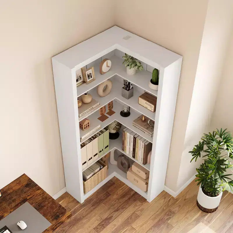 Libreria angolare da 71,8'', libreria stile rustico, libreria a forma di L, scaffale espositivo a 5 ripiani, librerie robuste con contenitore per ufficio e soggiorno