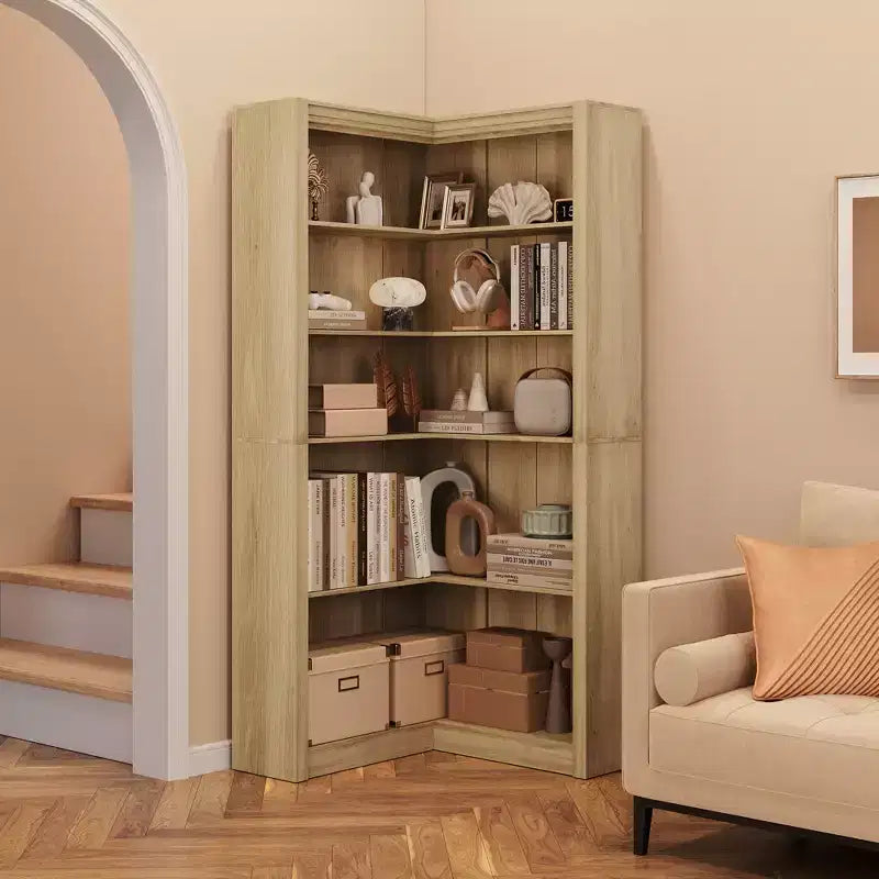 Libreria angolare da 71,8'', libreria stile rustico, libreria a forma di L, scaffale espositivo a 5 ripiani, librerie robuste con contenitore per ufficio e soggiorno
