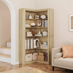 Libreria angolare da 71,8'', libreria stile rustico, libreria a forma di L, scaffale espositivo a 5 ripiani, librerie robuste con contenitore per ufficio e soggiorno