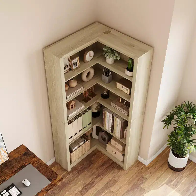 Libreria angolare da 71,8'', libreria stile rustico, libreria a forma di L, scaffale espositivo a 5 ripiani, librerie robuste con contenitore per ufficio e soggiorno