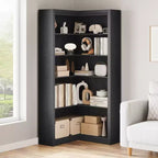 Libreria angolare da 71,8'', libreria stile rustico, libreria a forma di L, scaffale espositivo a 5 ripiani, librerie robuste con contenitore per ufficio e soggiorno