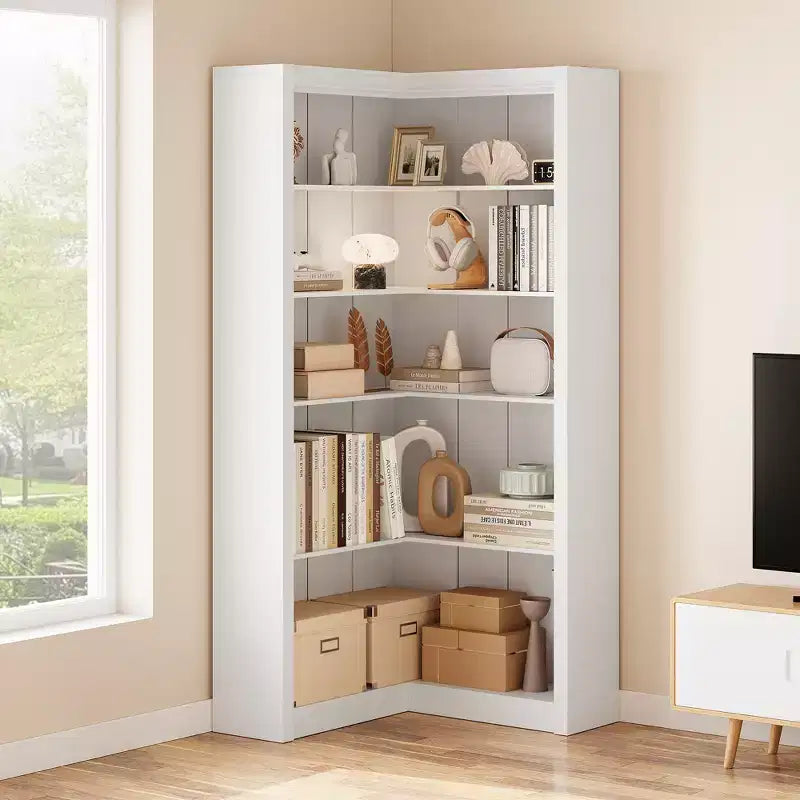 Libreria angolare da 71,8'', libreria stile rustico, libreria a forma di L, scaffale espositivo a 5 ripiani, librerie robuste con contenitore per ufficio e soggiorno