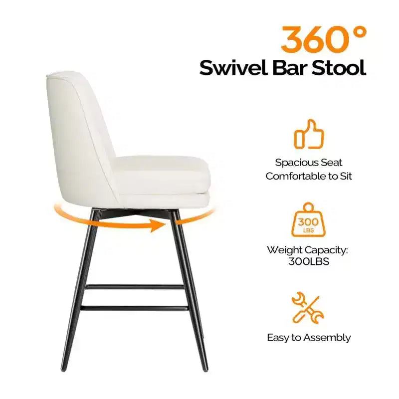 Sgabelli da Bar Moderni in Similpelle Imbottiti: Rotazione a 360°, Costruzione Robusta e Design Elegante