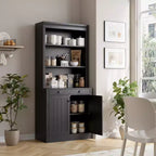 Libreria e scaffale alti 71", con cassetto, 5 ripiani bianchi con ante, ripiano regolabile, armadietti portaoggetti in legno