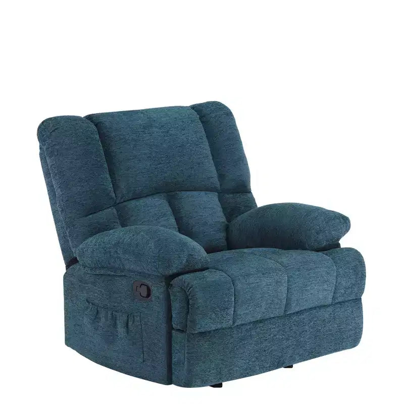 Poltrona reclinabile a dondolo oversize color verde nerastro per soggiorno per adulti