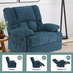 Poltrona reclinabile a dondolo oversize color verde nerastro per soggiorno per adulti