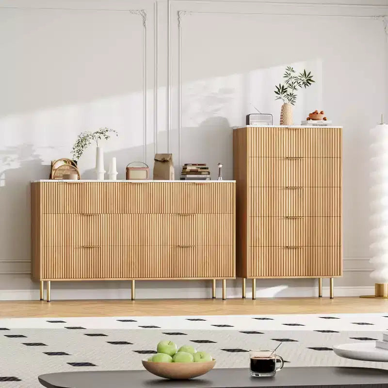 Comò per camera da letto, Comò a 5 cassetti con cassetti ampi, Cassettiera in legno, Comò moderno per soggiorno, cabina armadio, corridoio, ingresso