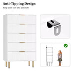 Comò per camera da letto, Comò a 5 cassetti con cassetti ampi, Cassettiera in legno, Comò moderno per soggiorno, cabina armadio, corridoio, ingresso