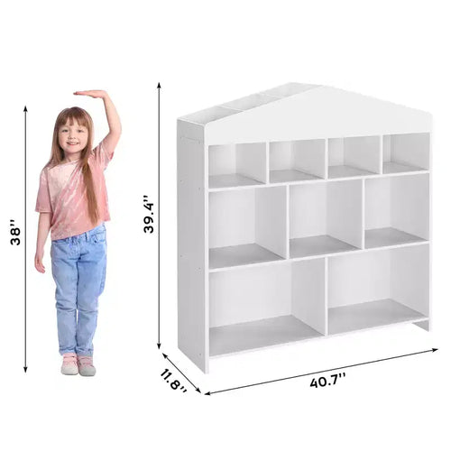41 Organizer per giocattoli, Libreria e scaffale in legno a 9 cubi per bambini, Robusto armadietto per giocattoli per sala giochi, cameretta, stanza dei bambini