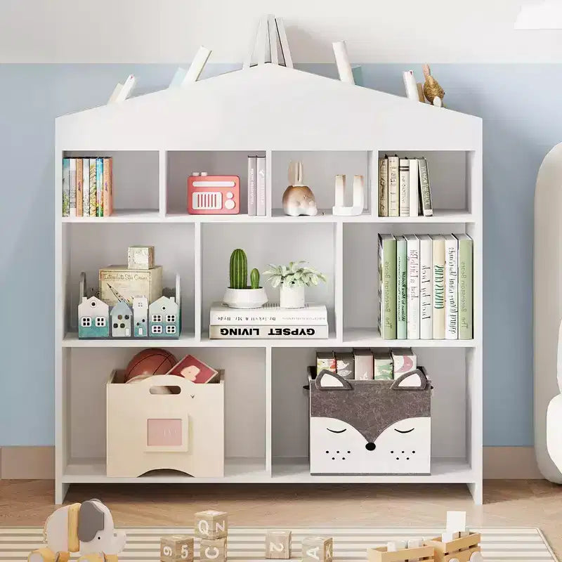 41 Organizer per giocattoli, Libreria e scaffale in legno a 9 cubi per bambini, Robusto armadietto per giocattoli per sala giochi, cameretta, stanza dei bambini