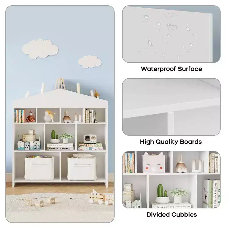 41 Organizer per giocattoli, Libreria e scaffale in legno a 9 cubi per bambini, Robusto armadietto per giocattoli per sala giochi, cameretta, stanza dei bambini