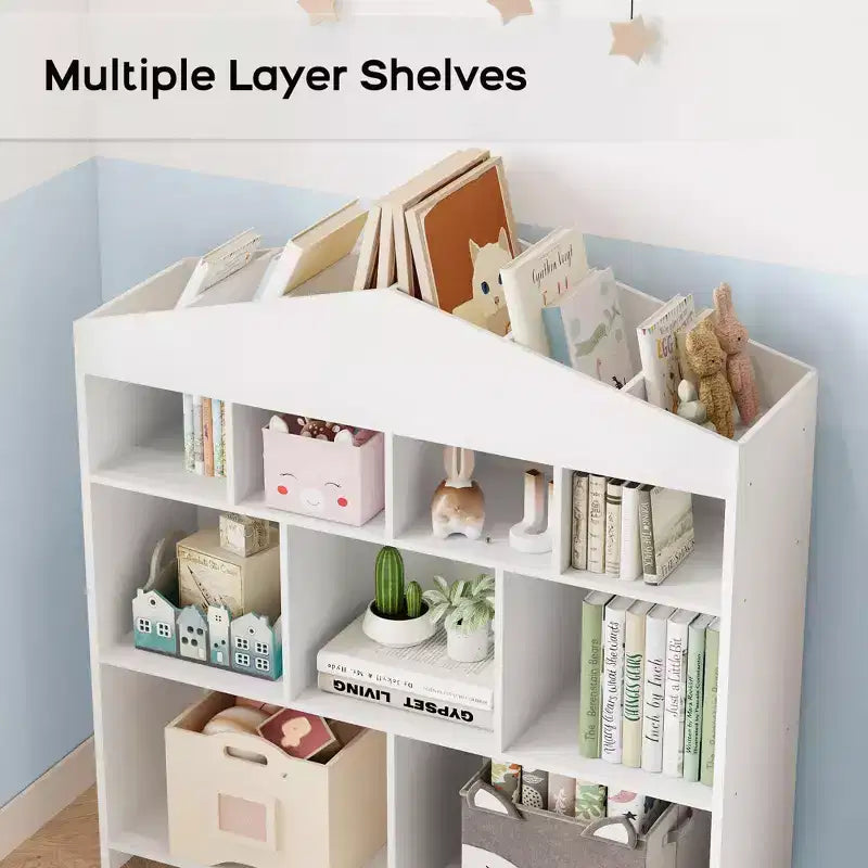 41 Organizer per giocattoli, Libreria e scaffale in legno a 9 cubi per bambini, Robusto armadietto per giocattoli per sala giochi, cameretta, stanza dei bambini