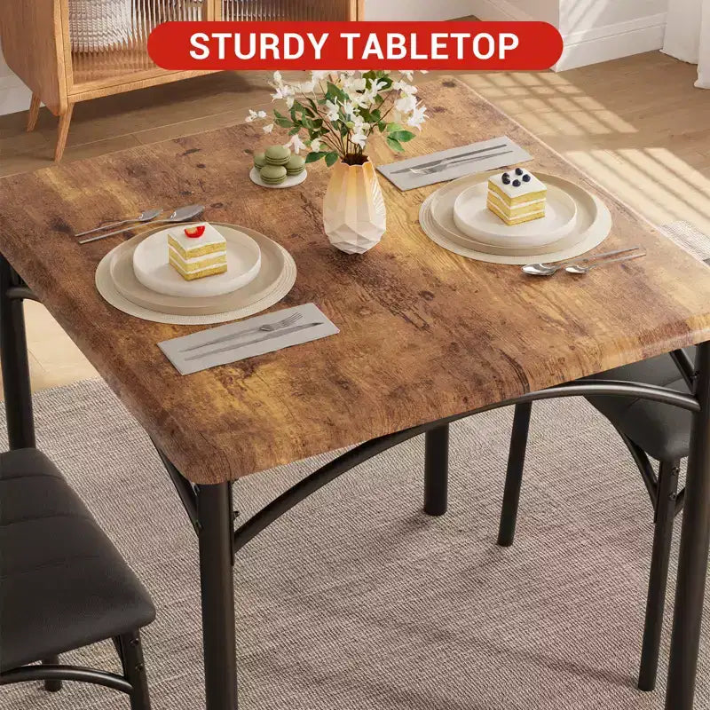 Set da tavolo da pranzo per 2 persone, tavolo e sedie da cucina, set da tavolo da pranzo quadrato con 2 sedie imbottite, per piccoli spazi, appartamento