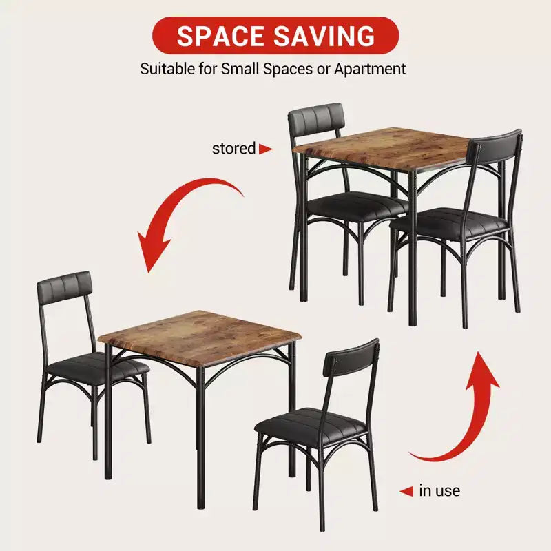 Set da tavolo da pranzo per 2 persone, tavolo e sedie da cucina, set da tavolo da pranzo quadrato con 2 sedie imbottite, per piccoli spazi, appartamento