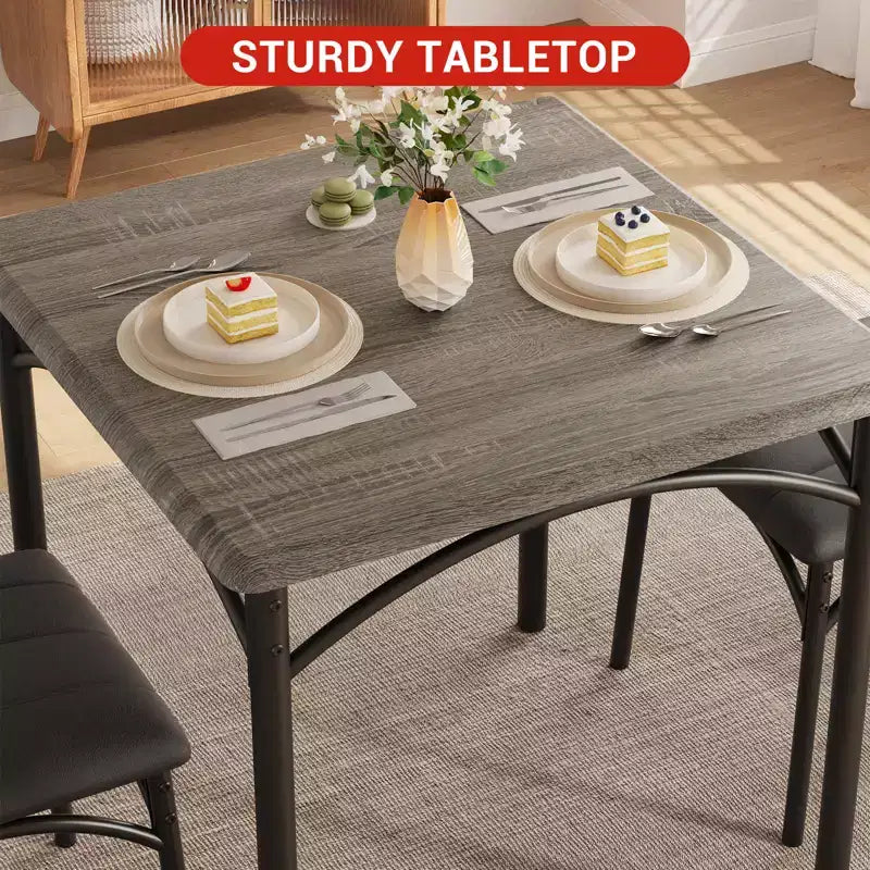 Set da tavolo da pranzo per 2 persone, tavolo e sedie da cucina, set da tavolo da pranzo quadrato con 2 sedie imbottite, per piccoli spazi, appartamento