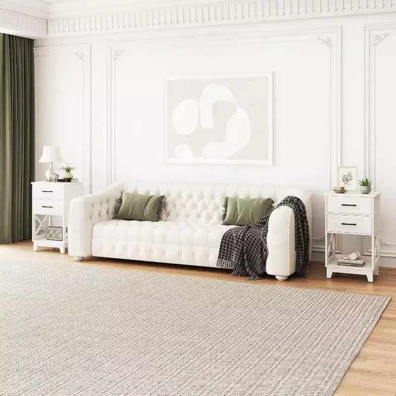 Comodino moderno bianco, Comodino alto, Tavolino da notte laterale